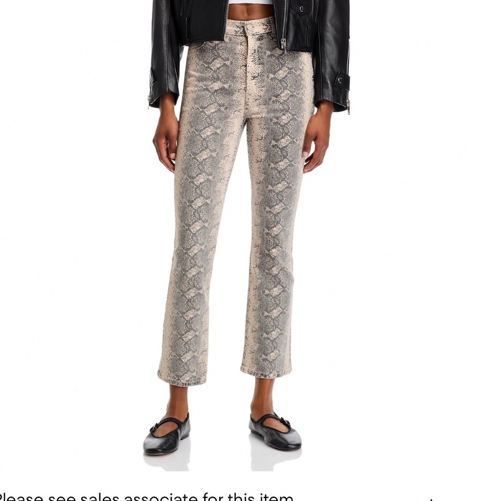 Mother The Hustler Flood Jeans Boa Babe Snakeskin Print High Rise Size 26 NEW